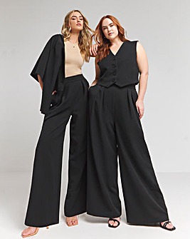 Flounce London Black Wide Leg Tailored Trousers