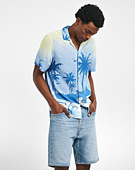 Poolside Print Short Sleeve Cuban Collar Shirt