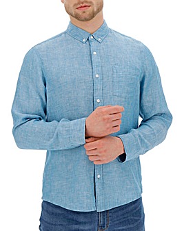 Long Sleeve Plain Linen Shirt Regular