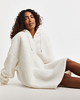 Supersoft Borg Oversized Hooded Lounge Dress