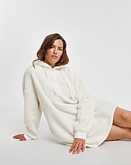 Supersoft Borg Oversized Hooded Lounge Dress