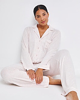 Pretty Secrets Brushed Ribbed Button Through Pyjama Set