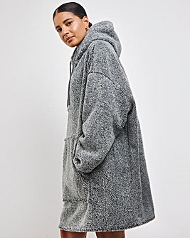 Supersoft Borg Oversized Hooded Lounge Dress