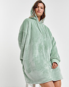 Pretty Secrets Zip Through Oversized Hooded Lounge Dress