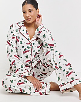 Christmas Print Button Through Pyjama Set