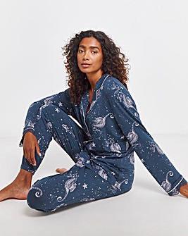 Viscose and Lace Button Through Pyjama Set