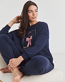 Sweatshirt And Woven Pant Lounge Set