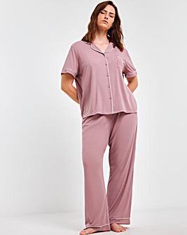 Pretty Secrets Supersoft Ribbed Button Through Pyjama Set