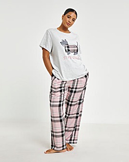 Christmas Scotty Dog Flannel Pant Pyjama Set