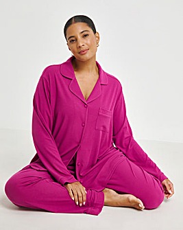 Pretty Secrets Supersoft Ribbed Button Through Pyjama Set