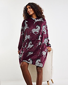 Zebra Print Hooded Lounge Dress