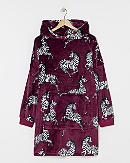 Zebra Print Hooded Lounge Dress