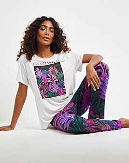 Floral Print Graphic Tee Pyjama Set