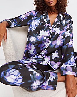 Figleaves Stretch Satin Button Through Pyjama Set