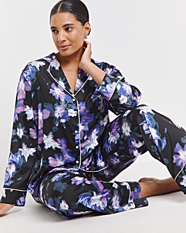 Figleaves Stretch Satin Button Through Pyjama Set