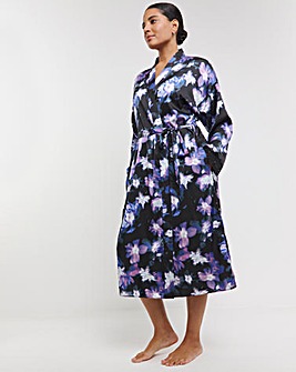 Figleaves Stretch Satin Lace Kimono Gown