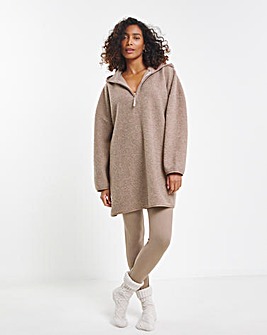 Pretty Secrets Borg Longline Oversized Hooded Dress with Matching Leggings