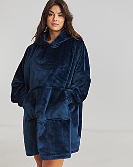 Pretty Secrets Plush Fleece Oversized Hooded Lounge Dress With Elasticated Cuffs