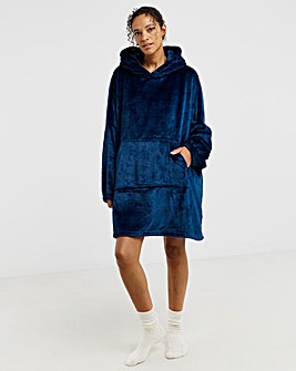 Pretty Secrets Plush Fleece Oversized Hooded Lounge Dress With Elasticated Cuffs