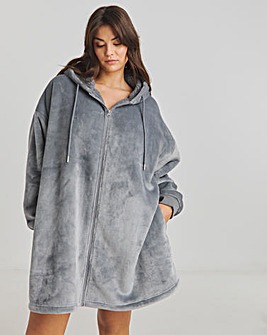 Pretty Secrets Zip Through Oversized Hooded Lounge Dress