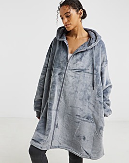 Pretty Secrets Zip Through Oversized Hooded Lounge Dress