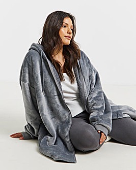 Pretty Secrets Zip Through Oversized Hooded Lounge Dress