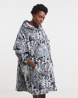 Oversized Leopard Print Hooded Lounge Dress