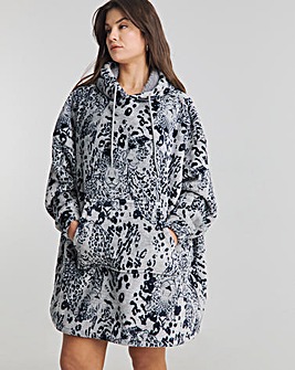 Oversized Leopard Print Hooded Lounge Dress