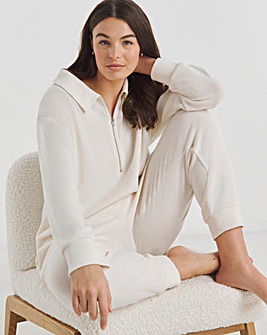 Figleaves Quarter Zip Ribbed Lounge Set