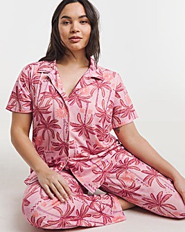Palm Print Supersoft Button Through Pyjama Set