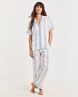 Linen Stripe Button Through Pyjama Set