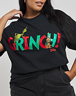 Black The Grinch License T-Shirt with Glitter