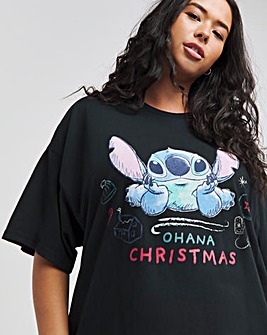 Black Ohana Christmas Stitch License T-Shirt