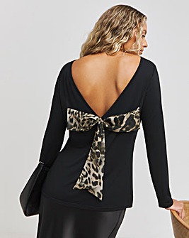 Leopard Print Bow Back Top