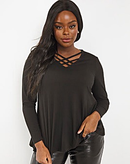 Black Supersoft Criss Cross Floaty Top
