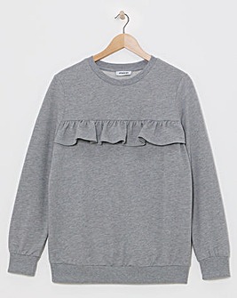 Grey Marl Frill Detail Sweatshirt