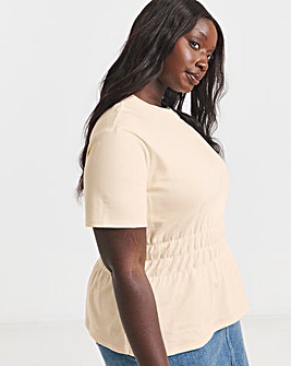 Ecru Shirred Waist T-Shirt