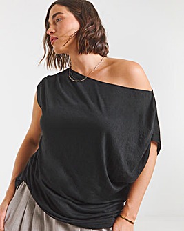 Black Mesh Off The Shoulder Top