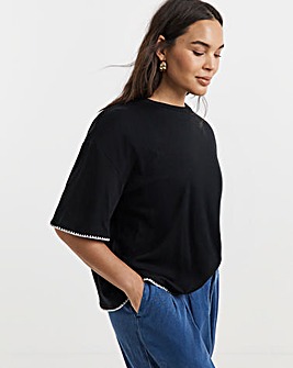 Black Whipstitch Detail T-Shirt
