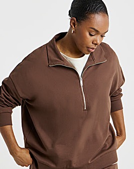 Chocolate Zip Neck Sweatshirt