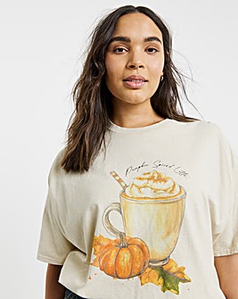 Ecru Pumpkin Spice Latte Graphic T-Shirt
