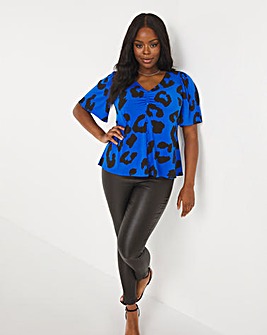 Luxe Jersey Blue Animal Angel Sleeve Top