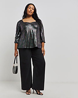 Black Multi Supersoft Foil Print Top