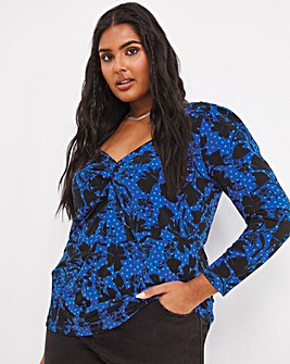 Floral Print Luxe Jersey Ruched Bust Top