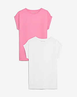 Pink & White 2 Pack Short Sleeve Boyfriend Tees