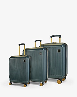 Rock Aria 3pc Suitcase Set - Green with Gold