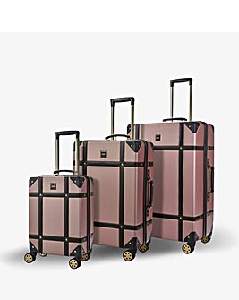 Rock Vintage 3pc Luggage Set Pink