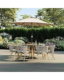 Charles Bentley Rope Weave 6 Seater Dining Set