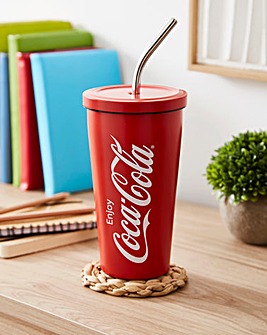 Coca-Cola Stainless Steel Travel Mug with Straw