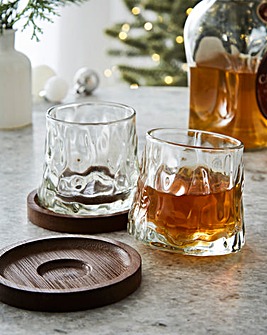 Rotating Whisky Glasses with Coaster - Set of 2